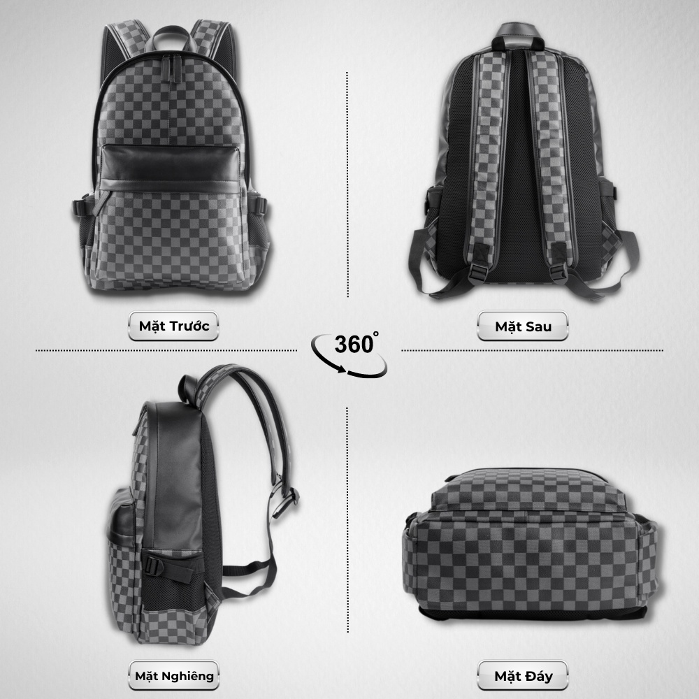Balo Da Thời Trang Ulzzang Nam Nữ,Da PU Cao Cấp,Đựng Laptop 15,6 inh-Chống nước,Kiểu dáng trẻ trung, cá tính - 𝑰𝑩𝑨𝑮