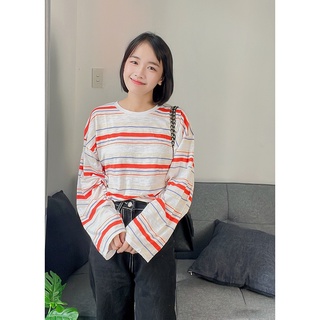 Áo sọc ngang tay dài form rộng dễ thương CL001