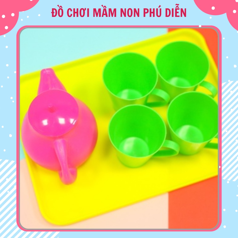 Bộ Đồ Chơi Uống Trà Gồm Ấm, Cốc Và Dụng Cụ Khay Đựng Cho Bé Thỏa Sức Nhập Vai Người Nội Trợ