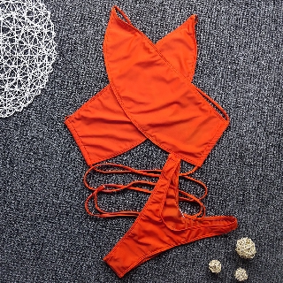 Set bikini phối dây buộc màu neon