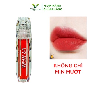 Son Kem Nhung Lì Mượt Lâu Trôi V9Queen Siêu Mịn Không Khô Môi Màu Đỏ Hồng V9 Hera 5ml . .