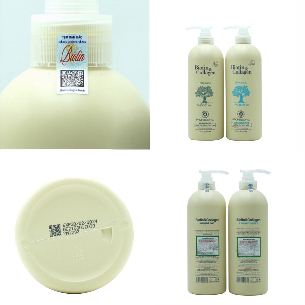 [Hàng Chính Hãng] Cặp Dầu Gội Xả Biotin Collagen Trắng 1000 ML Giảm Rụng Tóc, Phục Hồi Tóc Khô Xơ, Hư Tổn | BigBuy360 - bigbuy360.vn