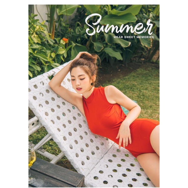 Bikini 1 mảnh hở lưng - Đồ bơi 1 mảnh cam đất - Monokini dáng bodysuit