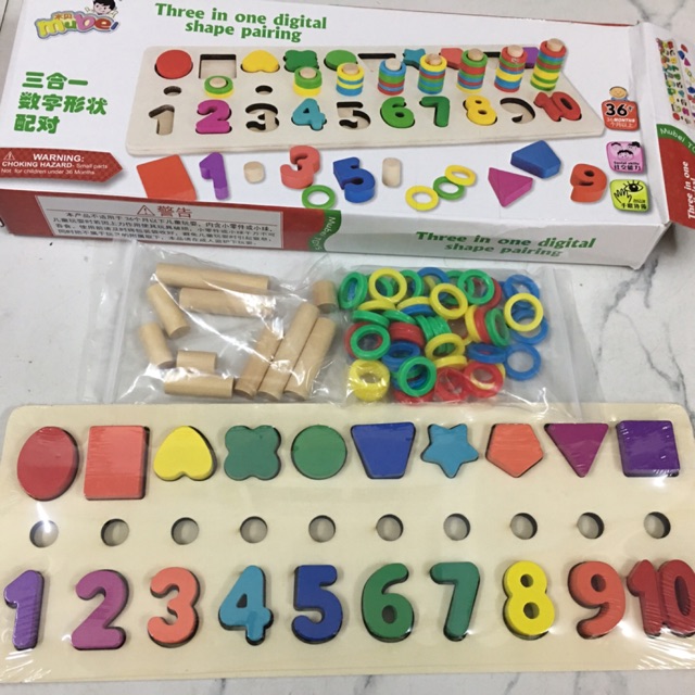 ĐỒ CHƠI GỖ MONTESSORI SỐ ĐẾM 3in1