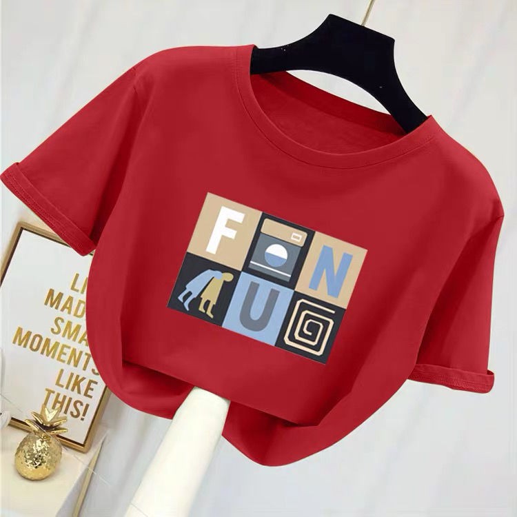 net red t-shirt female 2021 summer new cec short-sleeved large size top Western style all-match loose Korean version of the ins trend