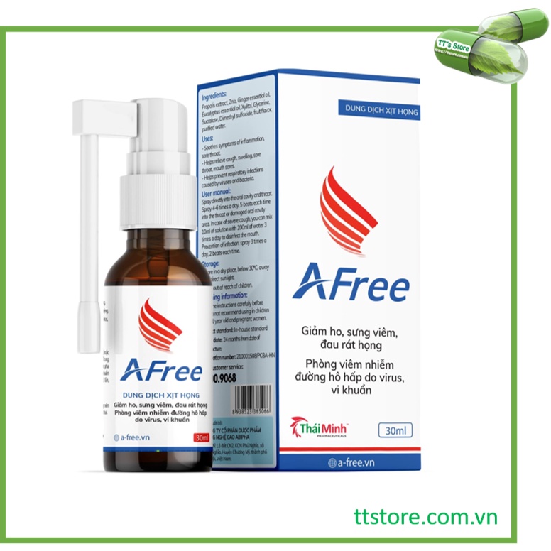 Xịt họng AFree Thái Minh (Chai 30ml) [vfree, afee, vfee, betadine, thảo dược]