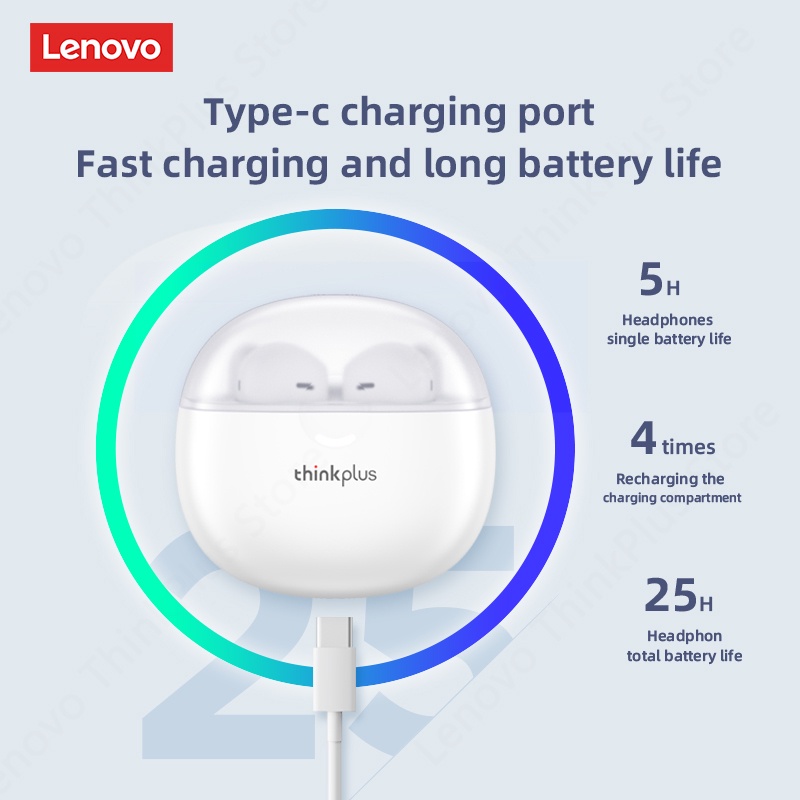 Lenovo LP1 Pro TWS 5.1 Tai nghe Bluetooth Tai nghe siêu trầm stereo Hi-Fi Loại C Tai nghe không dây có micrô