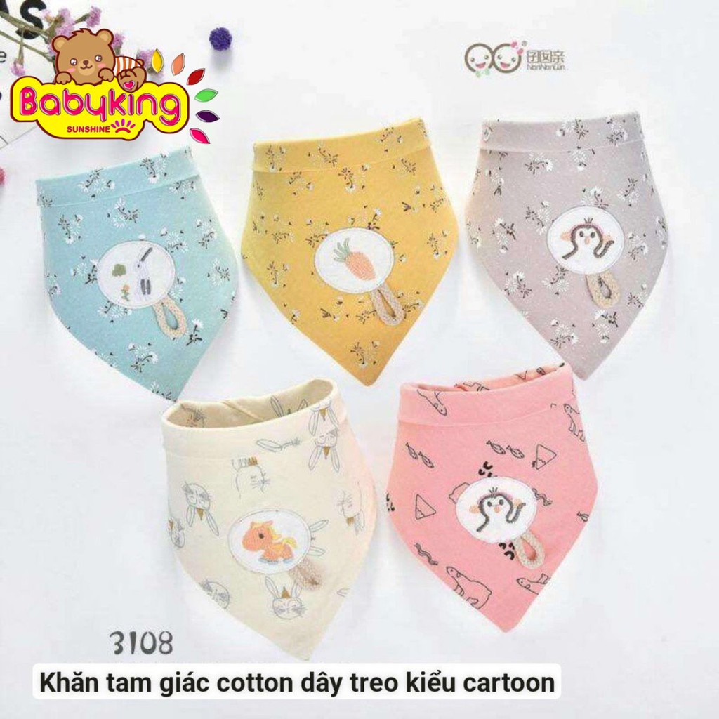 yếm ăn,khăn tam giác kiểu cartoon cho bé từ 0-3tuổi (2 cái) 3108,chất liệu cotton 100% ,thương hiệu Aiueo Nhật Bản