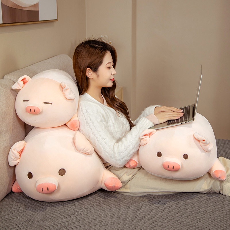 Gối Ôm Nhồi Bông Mềm Mại Thiết Kế Hình Chú Heo Hoạt Hình Dễ Thương