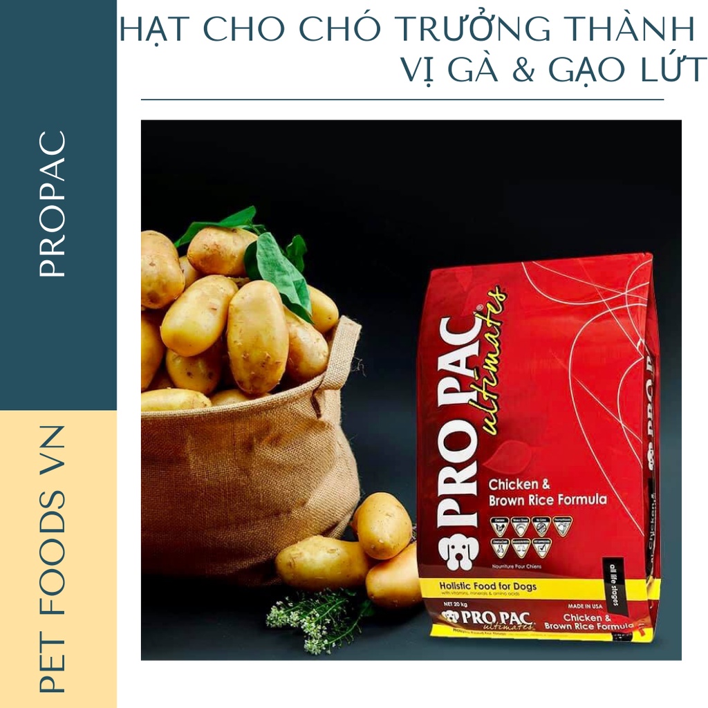 Hạt cho chó trưởng thành PROPAC Chicken &amp; Brown Rice 12kg vị Gà &amp; Gạo Lứt