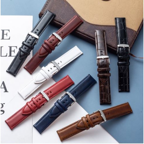 Dây da đồng hồ da nam nữ dây đồng hồ 12mm 14mm 16mm 17mm 18mm 19mm 20mm cho dw daniel wellington casio orient seiko