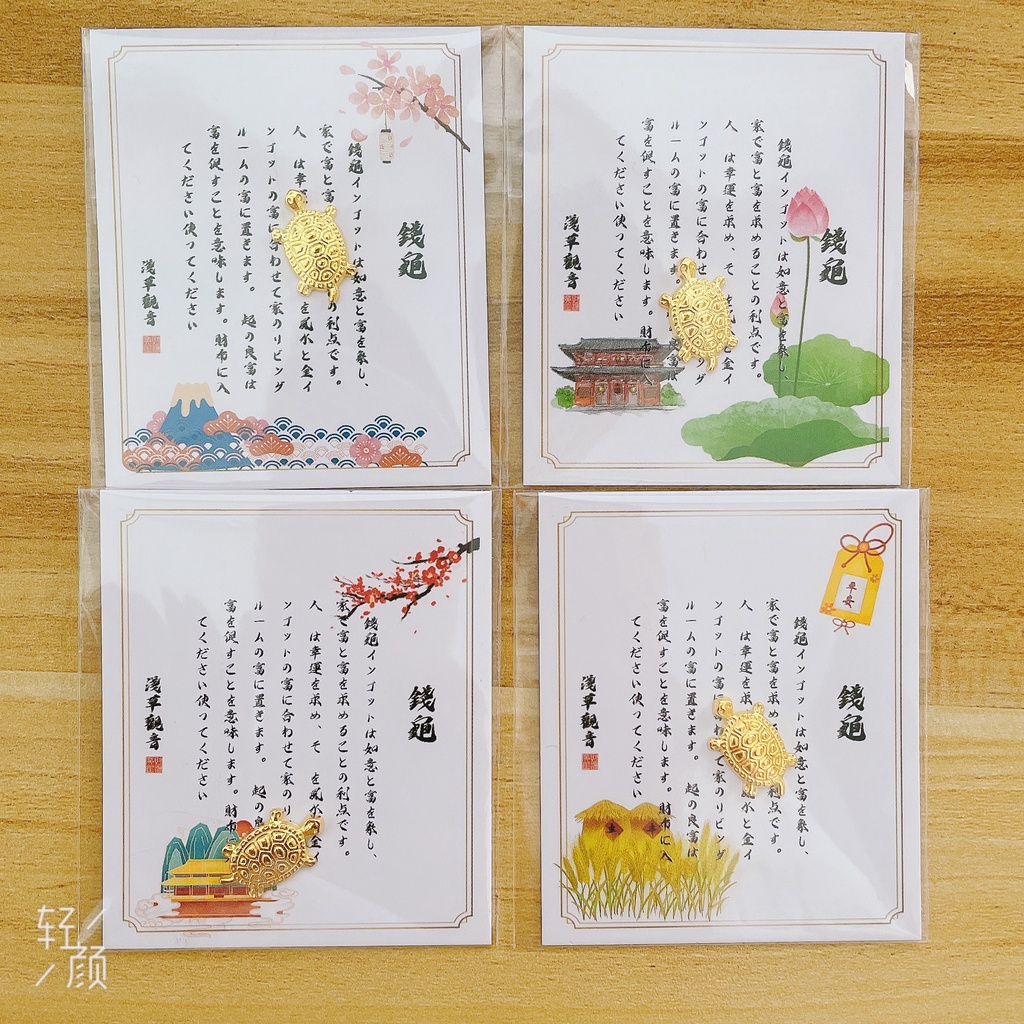 Ví Nhỏ Hình Rùa May Mắn Màu Vàng / Bạc Phong Cách Nhật Bản Dùng Làm Quà Tặng May Mắn