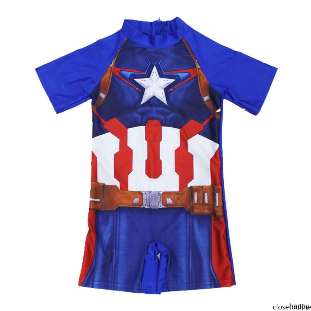 Gowin Bé trai Bộ đồ bơi cho trẻ em Áo tắm Batman Spiderman tay ngắn mùa hè đồ bơi bé trai  3-13 Years old