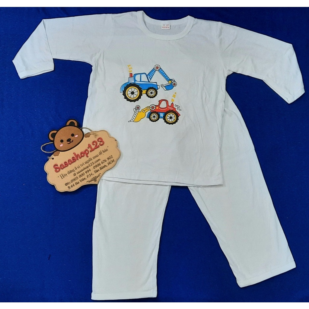 Đồ Bộ Cotton Trắng – Viền Trắng - DÀI TAY Bé Trai, Bé Gái 4kg Đến 65kg