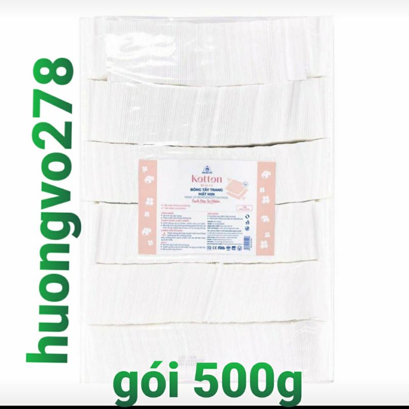 Bông  Tẩy Trang Kotton BEAUTY mặt mịn gói 500g