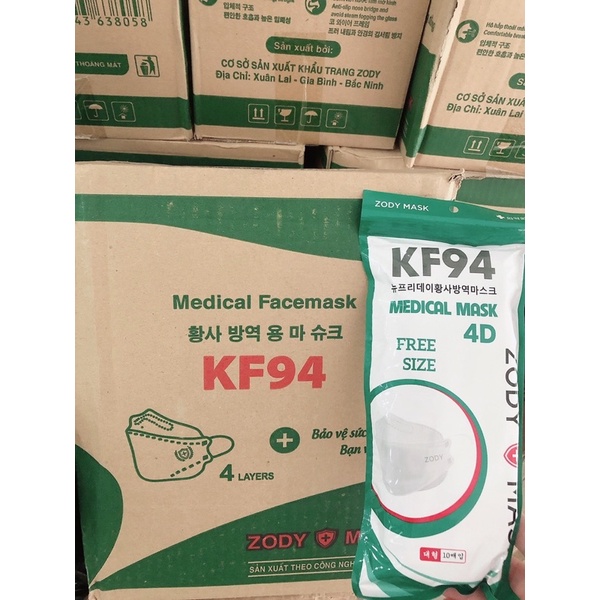 THÙNG 300 CHIẾC KHẨU TRANG 4D KF94 KHÁNG KHUẨN ÔM SÁT MẶT KHÔNG LEM SON