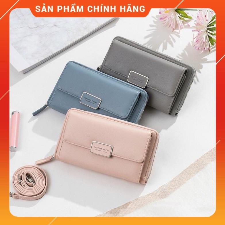 Ví nữ cầm tay có dây đeo chéo BAELLERRY da mềm cao cấp giá rẻ đựng điện thoại và thẻ đồ cá nhân rộng dãi tiện dụng VNCT4