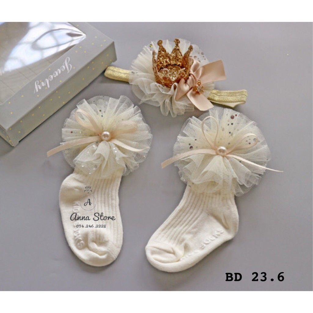 BDA 23 : Set tất kèm bằng đô công chúa cho bé