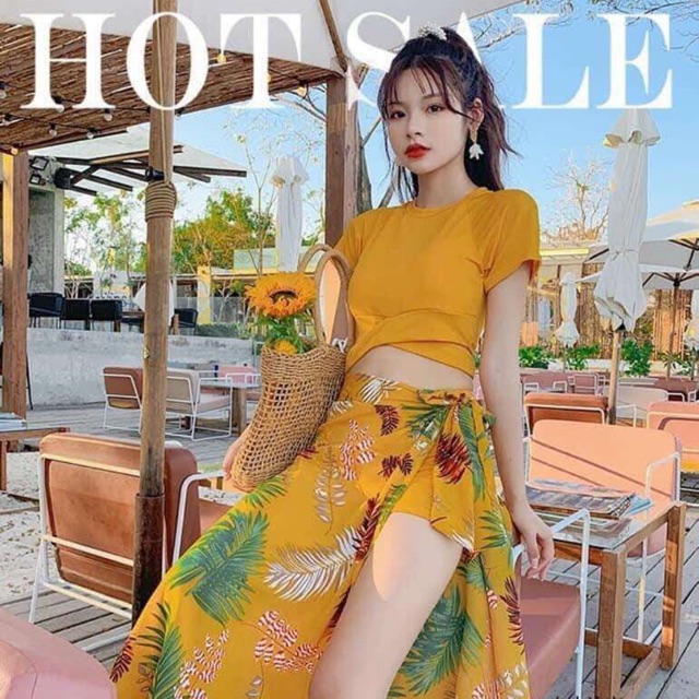 [Mã FAMARAL2 giảm 10K đơn 50K]Bộ bơi set 3 hoạ tiết lá dừa