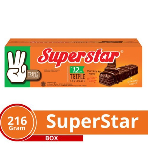 Bánh Xốp Superstar Chocolate 216g - 12 thanh x18g