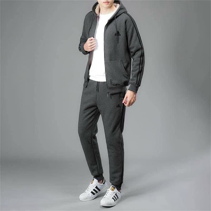 Đồ bộ nam dài  thể thao mùa đông chất nỉ bông lót lông trong có mũ kéo khóa dày dặn ấm áp giữ nhiệt tốt