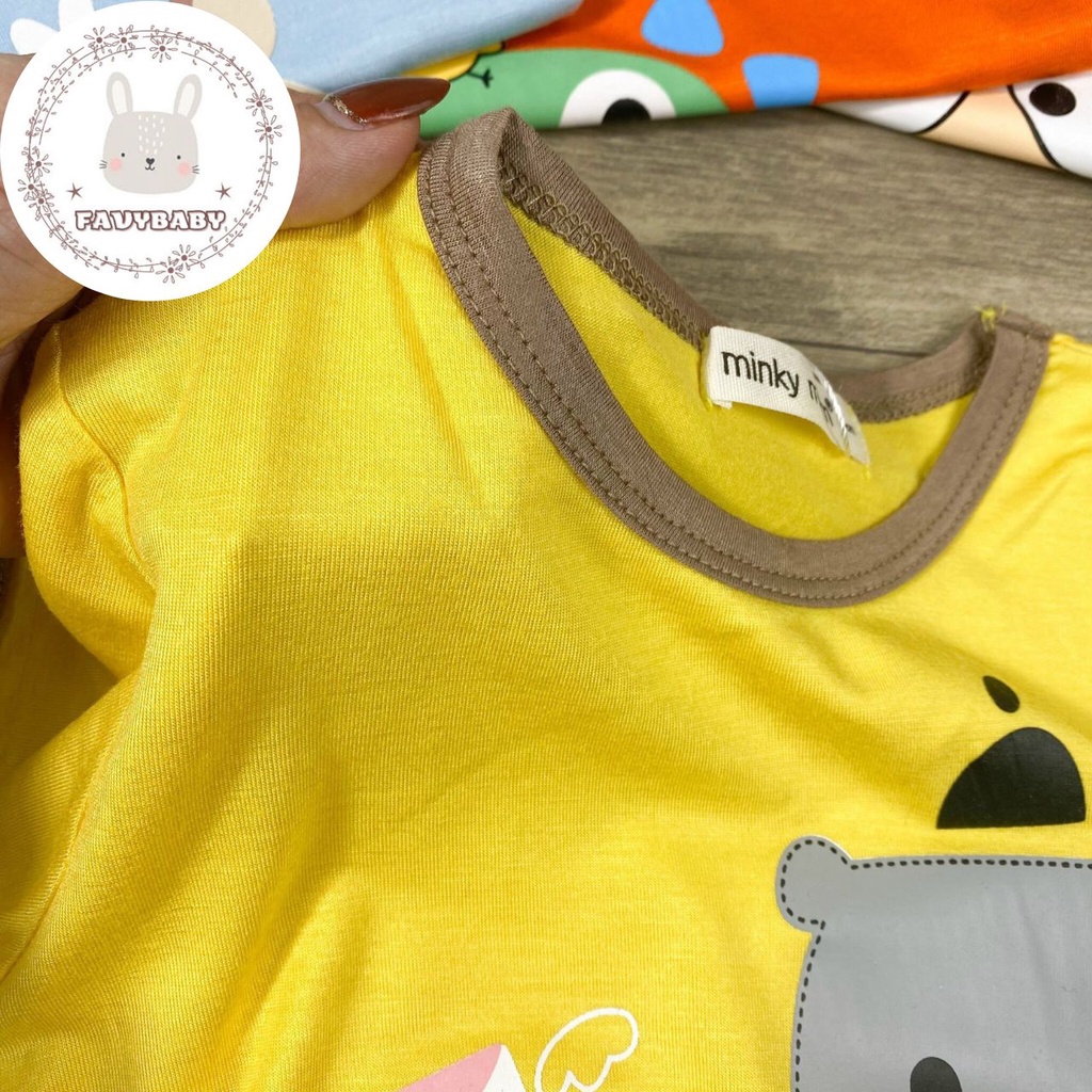 Bộ MINKY MOM Bé Trai Bé Gái Tay Ngắn Quần Cộc Thun Lạnh Màu Sắc Tươi Sáng Hình Gấu Bò Khủng Long Bé 0-5 Tuổi - Favybaby