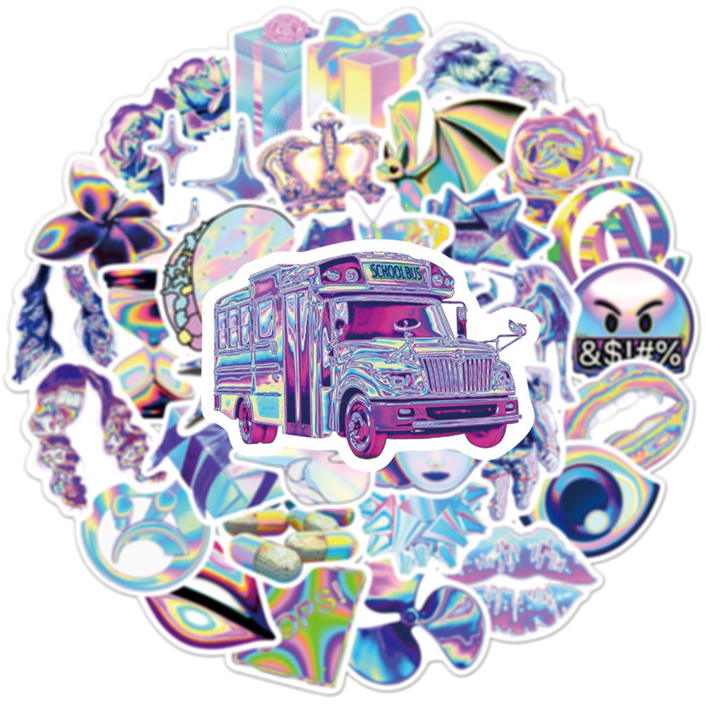 50 nhãn dán màu laser chống nước họa tiết hoạt hình trang trí điện thoại/máy tính xách tay