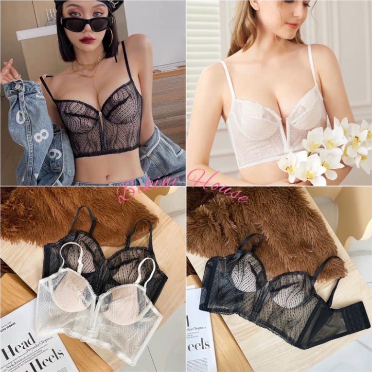 ❤️ Áo Lót Nữ Myna Ren Lụa Vân Sóng Bản To Có Gọng Đệm Mỏng Cao Cấp 2008 ❤️