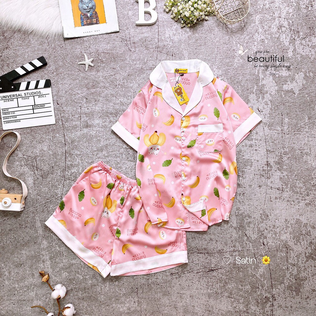 Đồ Bộ Pijama Đùi Lụa Satin Cao Cấp