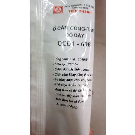 Ổ cắm dài 2000w dây 2m Tiến Thành