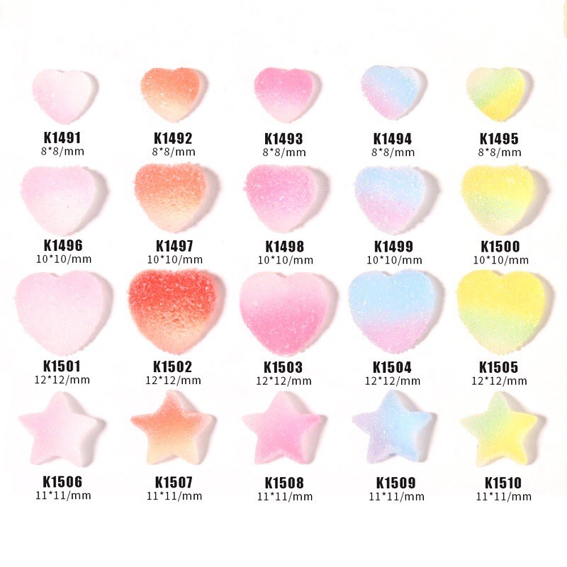 Charm nail trái tim kẹo ngọt-set 5 viên
