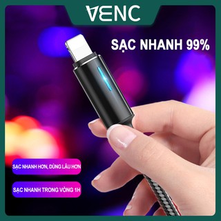 Dây cáp sạc dây dù, hiển thị đèn led,sạc nhanh, tương thích điện thoại android,type-c, iphone.