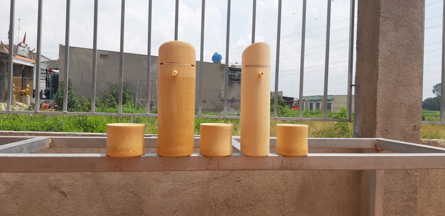 Bình rượu tre+ 2 ly tre