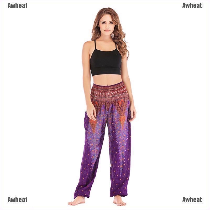 Quần lanh lụa boho tập yoga thiền phong cách thái ống bo có túi