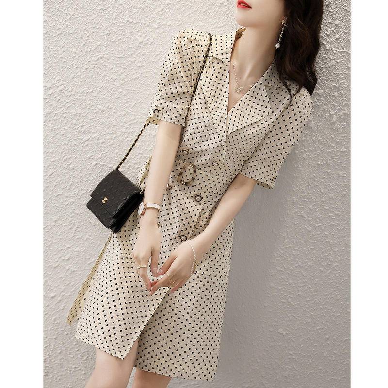 Đầm Chữ A Cổ Bẻ Thời Trang Mùa Hè Phong Cách Pháp Hàng Mới