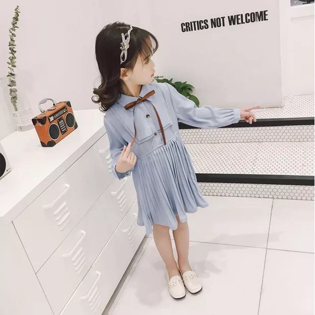 Váy bé gái tiểu thư nhăn sọc