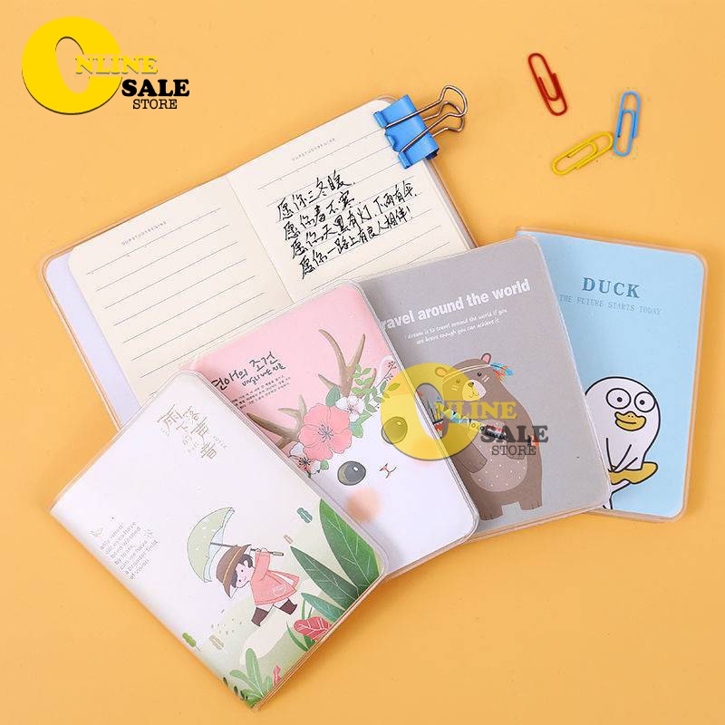 Sổ Tay Mini Cute Hoạt Hình Bìa Nhựa Dẻo Chống Nước, Dòng Kẻ Ngang 128 trang