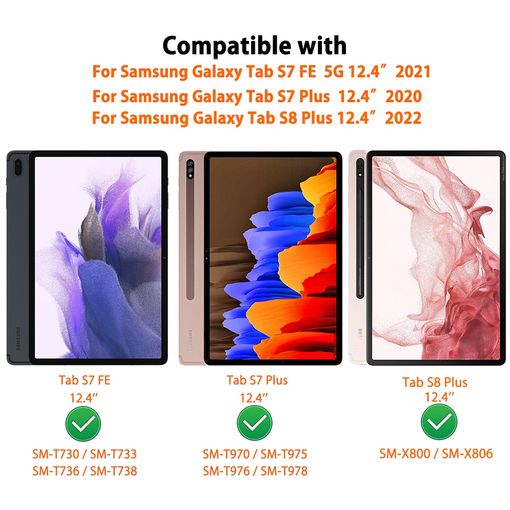 Bao Da Máy Tính Bảng Trong Suốt Cho Samsung Galaxy Tab S9 Plus 2023 S7 FE S8 + S8 Plus Case 12.4 For S9 S8 S7 11 "S6 Lite 10.4 Bảo Vệ