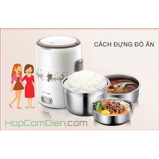 Hộp cơm điện inox 3 tầng Bear hút chân không