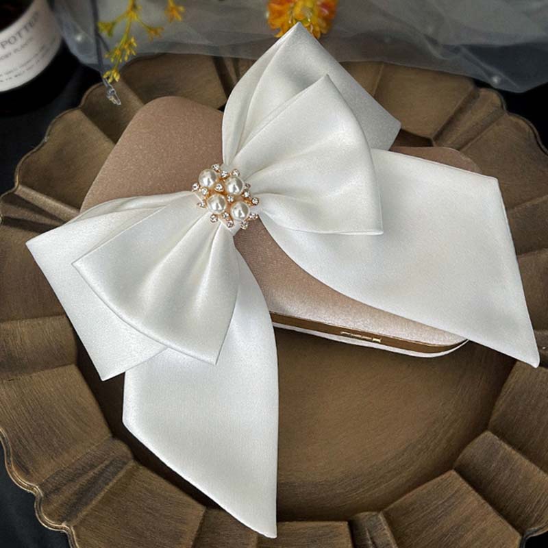 Kẹp Tóc Nơ Lớn Bằng Satin Sang Trọng Cho Cô Dâu