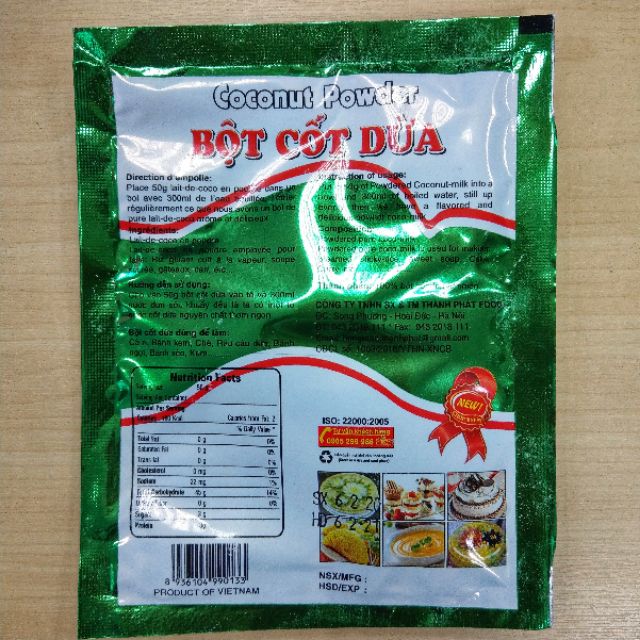 Bột cốt dừa nguyên chất Thành Phát 50g