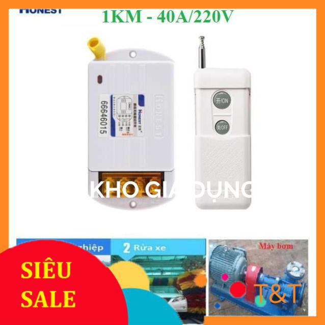 [Có HỌC LỆNH]Công tắc điều khiển từ xa bật tắt máy bơm nước 40A/220V khoảng cách 1Km Honest 6220KD, công tắc wifi