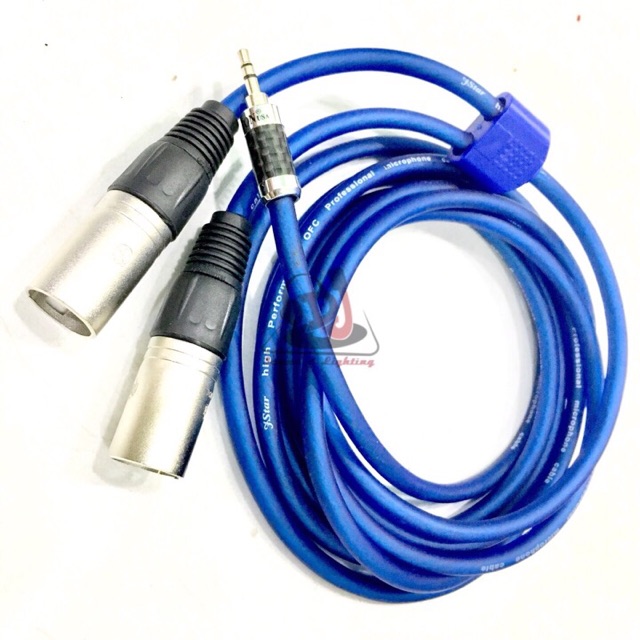 Dây Jack 3.5 ly ra 2 đầu Jack canon đực dài 3 mét Jack 3.5mm sang Jack canon XLR, 	jack 3.5 ra 2 đầu, jack canon đực cái