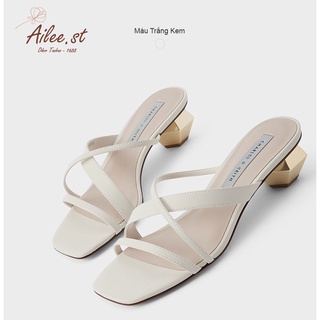 Full Box Guốc Dép Nữ Cao Gót Sandal Dây Mảnh Đi Biển Vắt Chéo Dáng Thanh Lịch Gót Kim Cương Lục Giác CnK Ailee