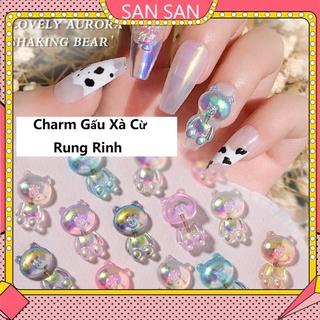 Charm Gấu Xà Cừ Chuyển Động Rung Rinh Đính Móng