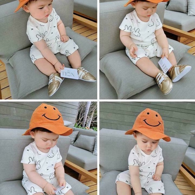 Body đùi cộc tay hình thỏ trắng
