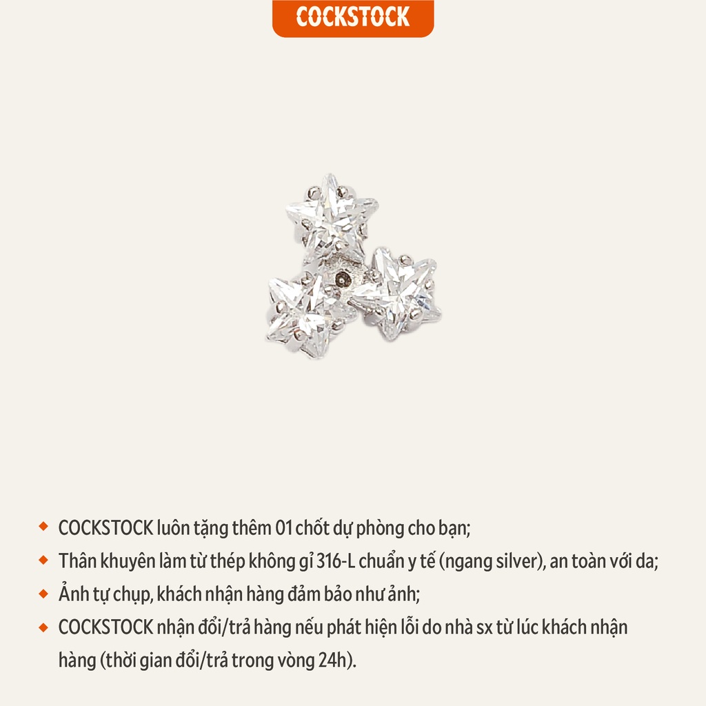 Khuyên tai đá Triple Blink Star Earring CockStock
