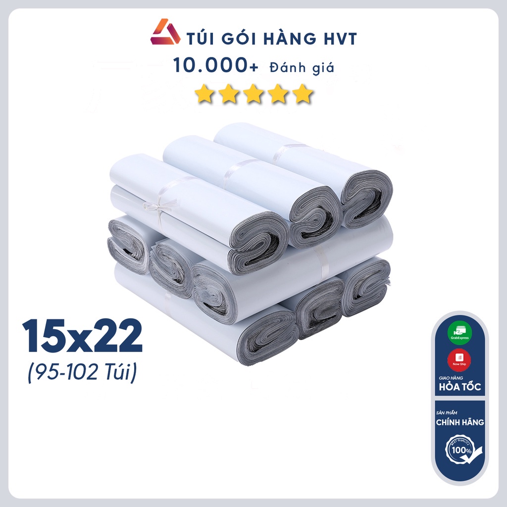 Túi gói hàng niêm phong tự dính - Túi đóng hàng chuyển phát nhanh NHỰA HVT size 15*22 - Trắng Sữa Tinh Tế