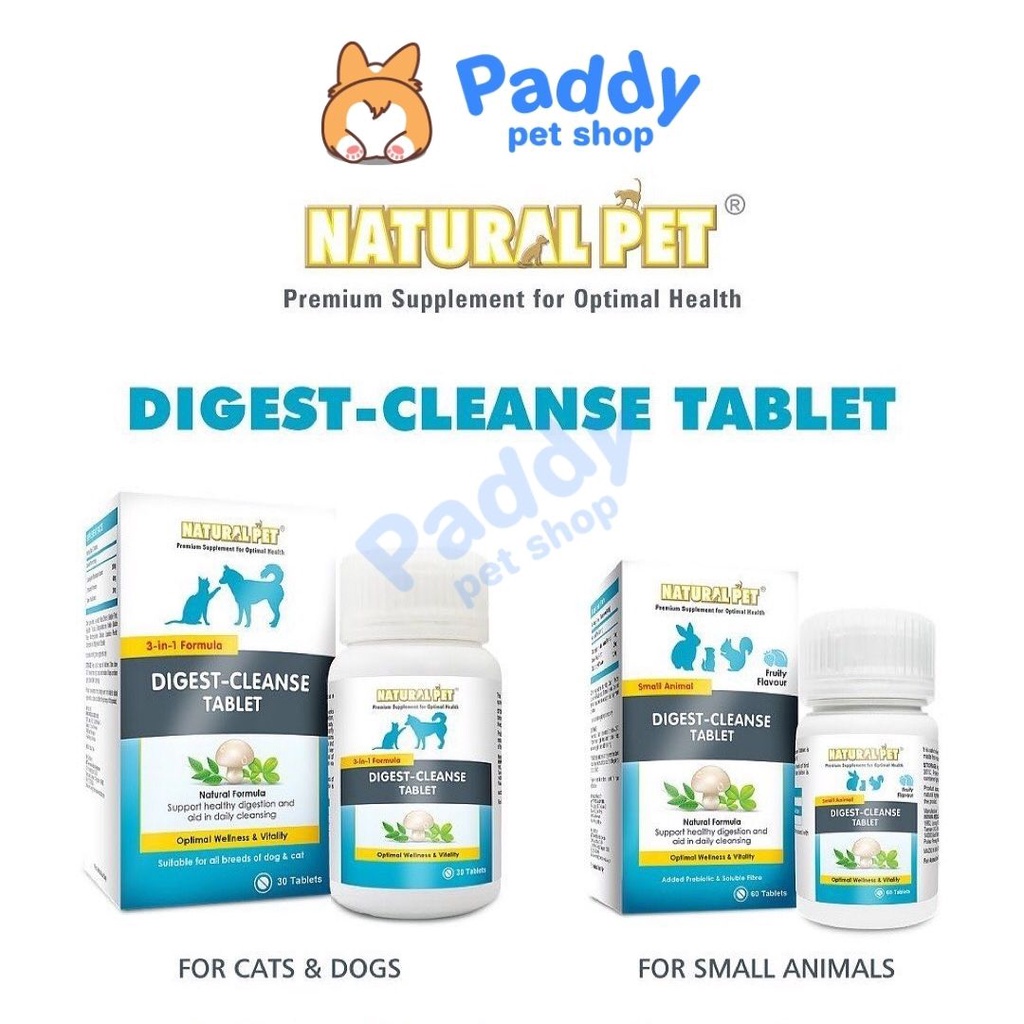 Viên Hỗ Trợ Tiêu Hóa, Thải Độc Ruột Cho Chó Mèo Natural Pet Digest Clease (Hộp 30 viên)