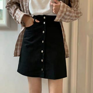 Chân váy kaki cạp cao cài cúc trước